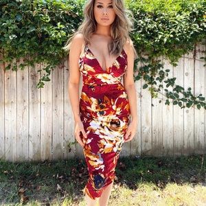 Red Velvet Midi Dress